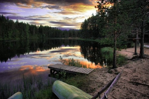 sauna pri finskom jazere...