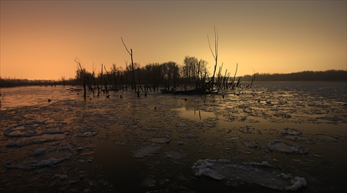 Nočný zimný Dunaj