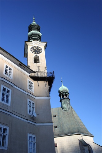 Radnica a Slovenský kostol v Banskej Štiavnici