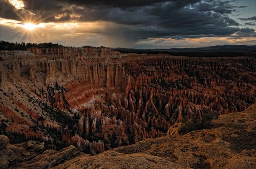 Evening storm in Bryce canyon, Utah