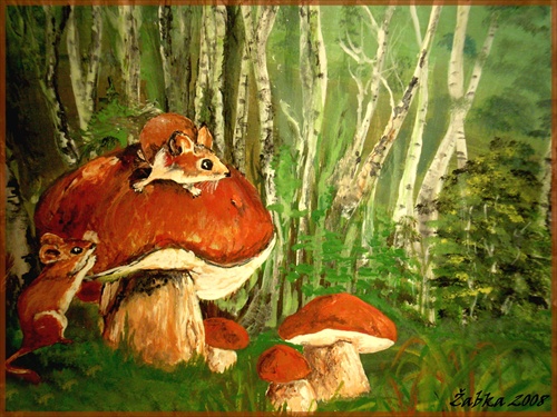 obraz II-mysky v lese