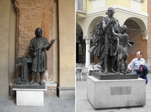 (1389) Cremona - pomníky výrobcov huslí : Amati a Stradivari