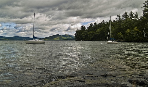 Cloudy and calm water