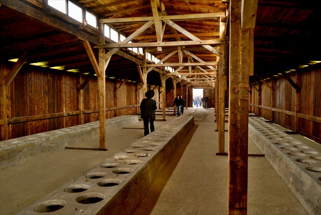 Barák s toaletami v Auschwitz II