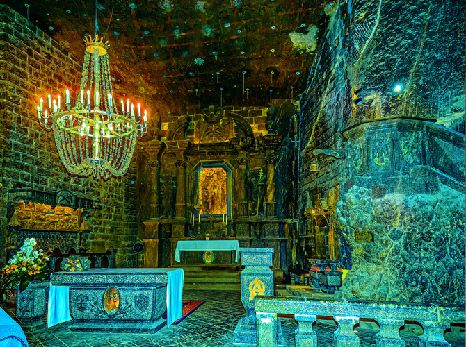 Kaplnka v soľnej bani Wieliczka, Poľsko