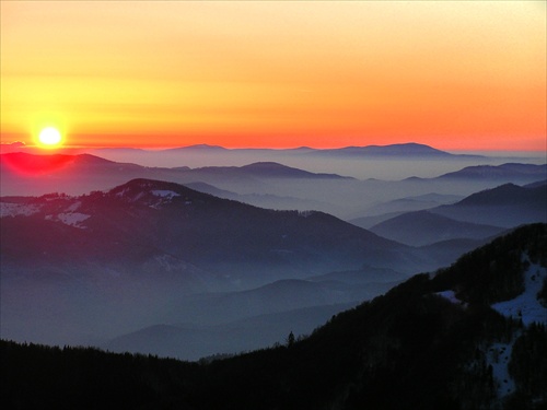 Západ slnka na horách