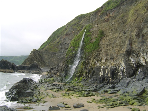 Waterfall at the beach, Wales