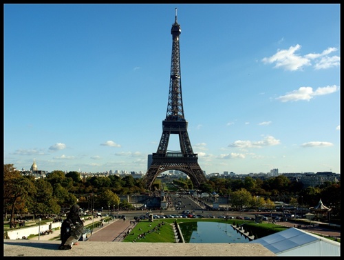pohľad holuba na Eiffelovku