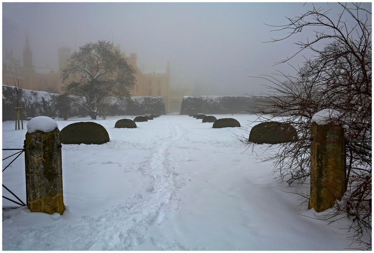 Park pod sněhem