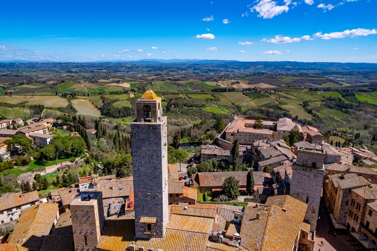 Výhľad z Torre Grossa, San Gimignano