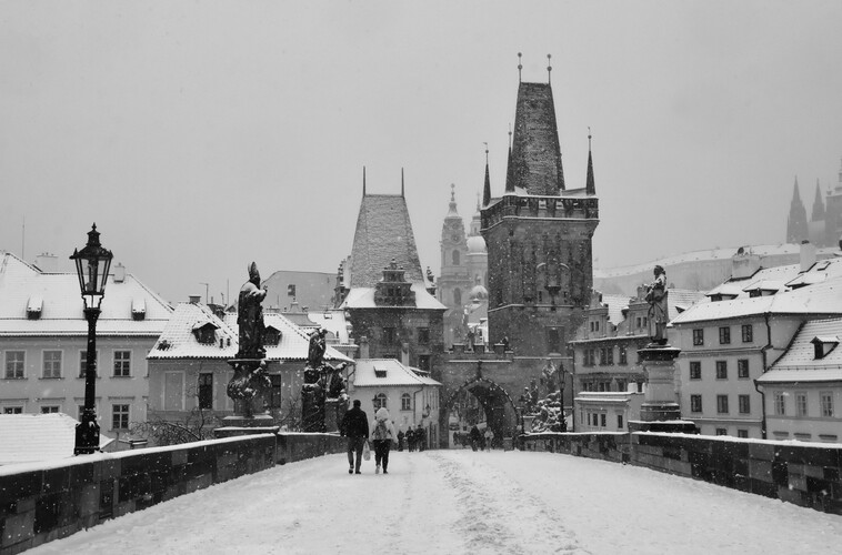 zasnežená Praha