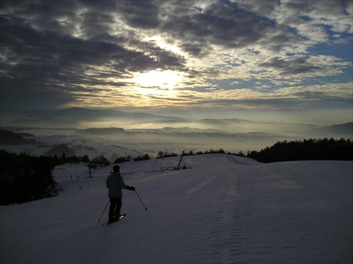 ráno na lyžiach