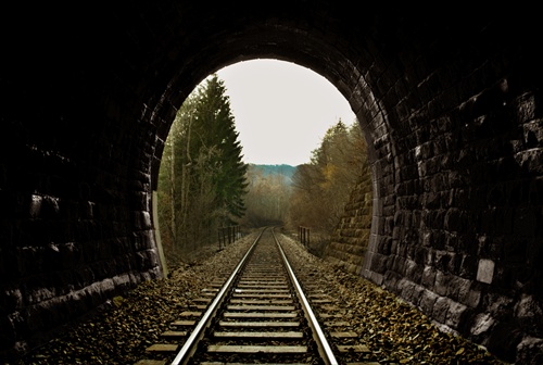 Pohľad z piateho Uľanského tunela, smer zastávka Harma