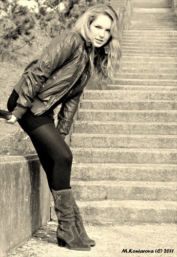 blonde and stairs