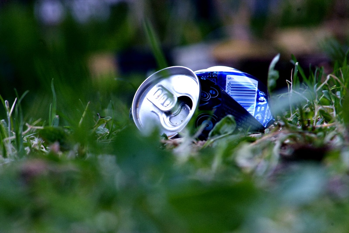 can in the grass
