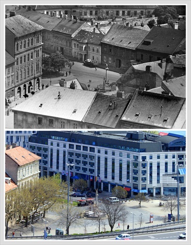 Bratislava - Pohľad z hradu  r.1960 a r. 2007