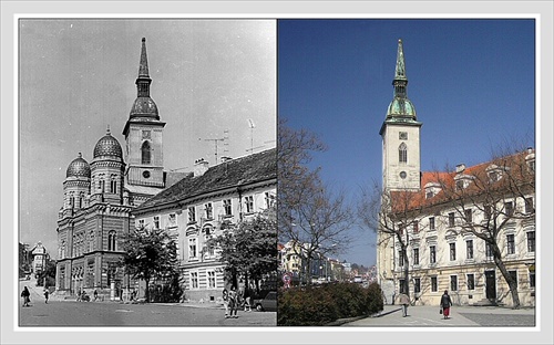 Bratislava – Rybné námestie asi rok 1959 a súčasnosť.