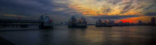 London & Thames Barrier & Sunset