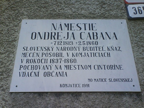 Tabuľa Ondrejovi Cabanovi